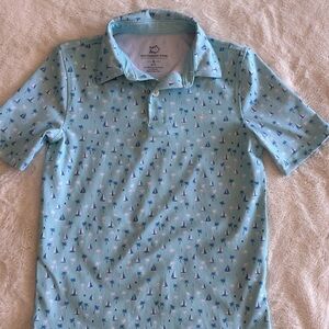 Southern Tide Kids Polo - Light Blue with Sailboat Print